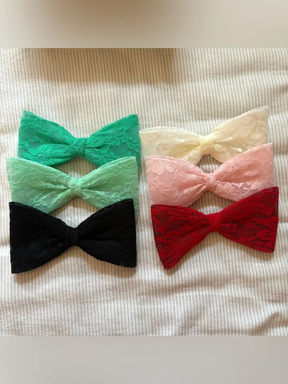 Set of 6 Lace Hair Bows